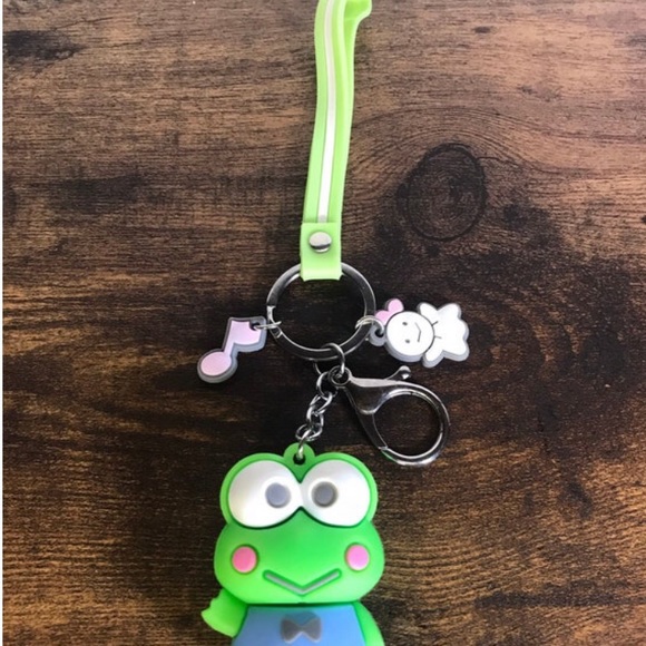 New Keroppi 3D Keychain Wristlet Lanyard Charms Keyring Clasp Sanrio Character - Picture 5 of 7